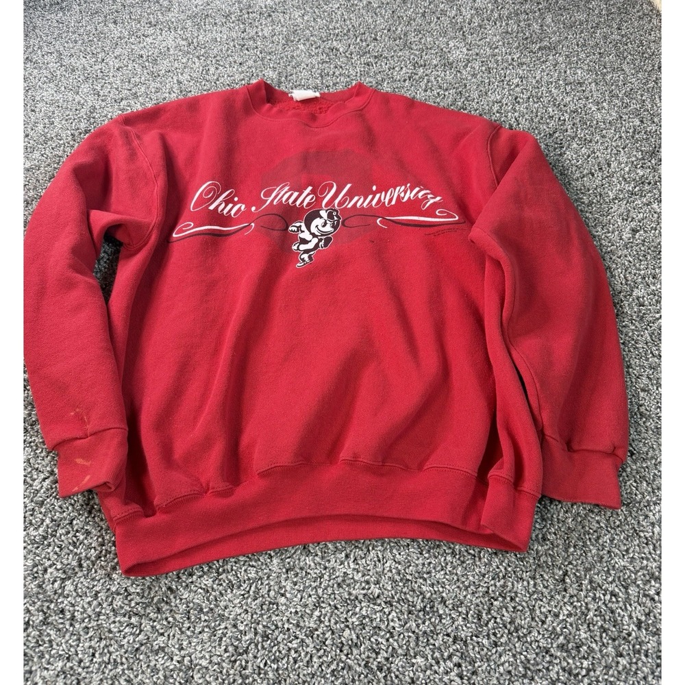 Vintage 90s Ohio State Buckeyes Sweatshirt Men's Size Large Red